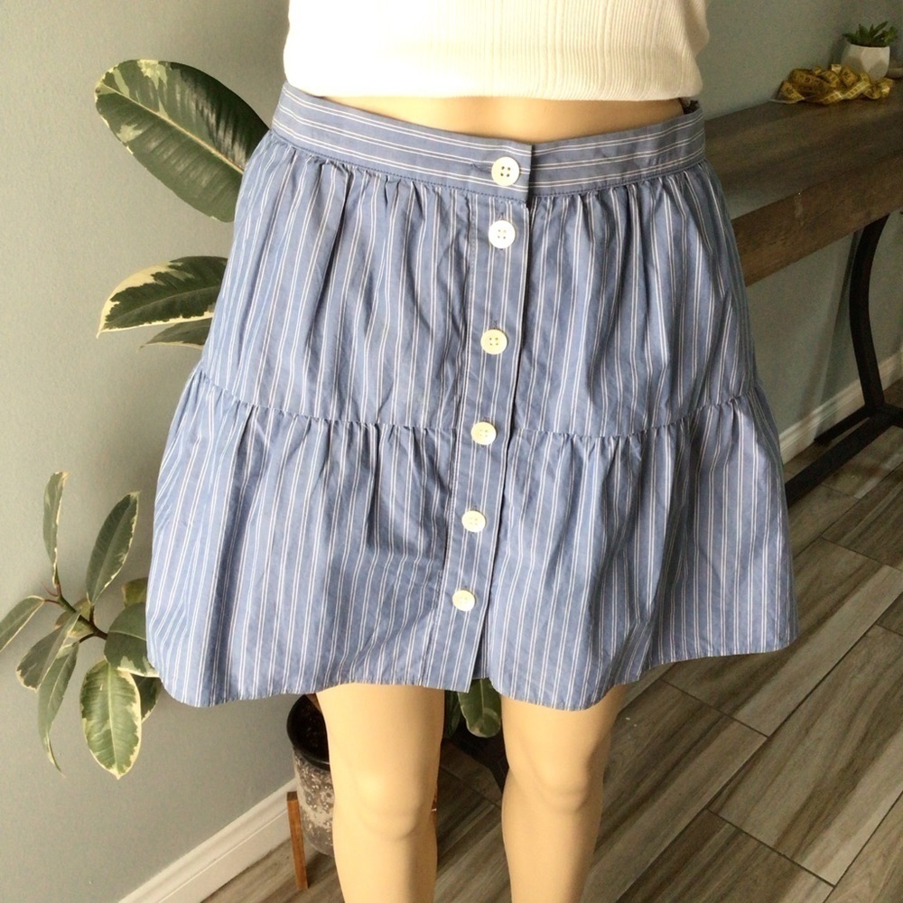 Madewell Women’s Bistro Tiered Blue And White Mini Skirt - Picture 5 of 10